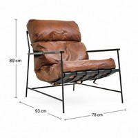 Fauteuil lounge moderne en cuir véritable avec pieds en bois - Meubles durables pour salon et salle à manger