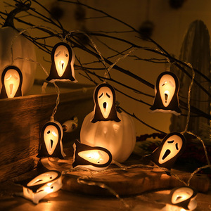 Guirlande lumineuse LED d'Halloween en forme de masque Scream, lumières féériques à piles pour décoration extérieure, maison, fête, jardin - Nouveauté ! - Product Image 4