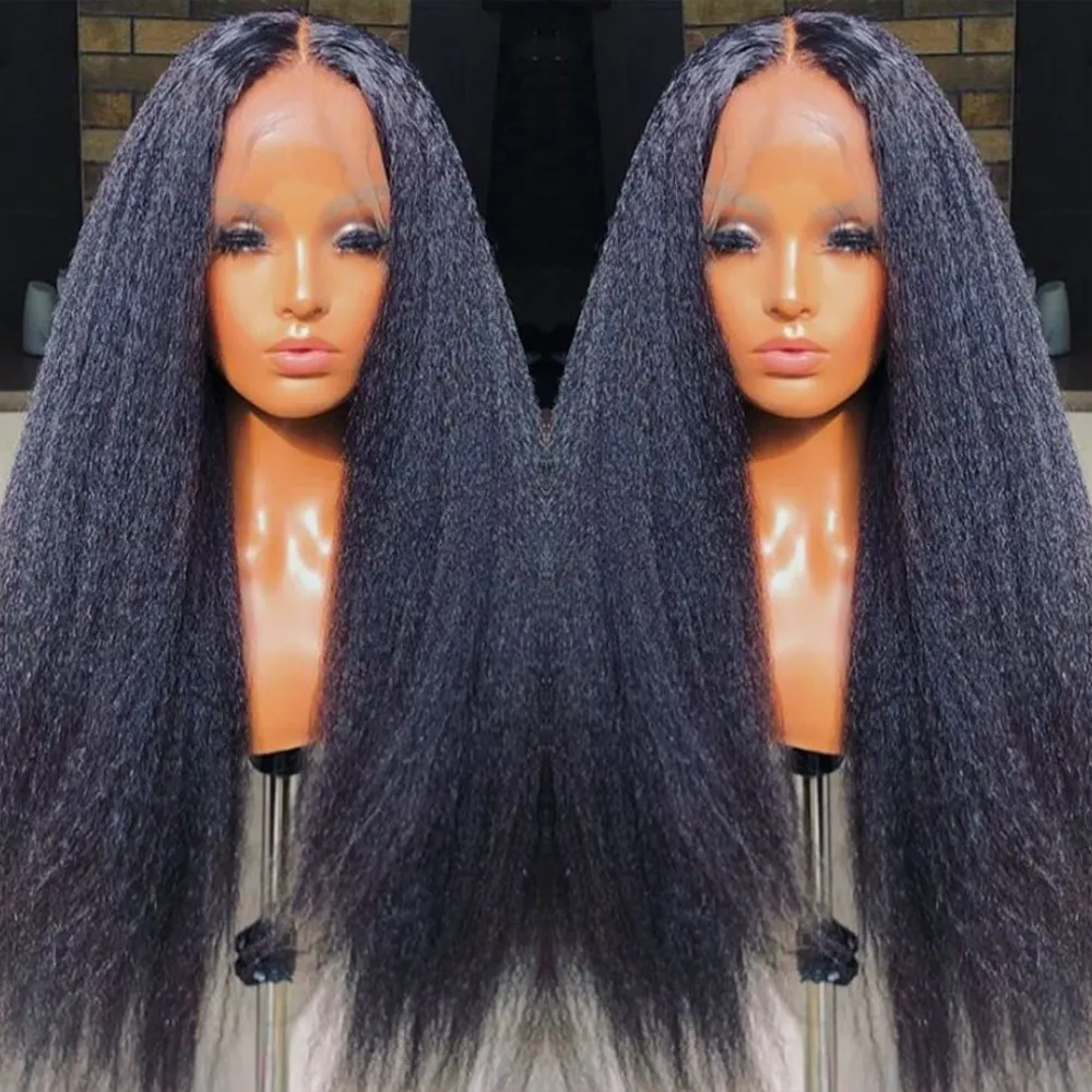 30 इंच उच्च गुणवत्ता कुंवारी रेमी मानव बाल विग गांठदार सीधे Yaki पूर्ण फीता लट प्राकृतिक महिलाओं के लिए Wigs