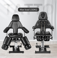 Table de massage électrique hydraulique réglable 2-en-1 pour spa et salon, chaise de tatouage en cuir PU, capacité 150 kg