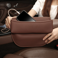 Boîte de rangement premium pour interstice de siège de voiture en cuir doux au toucher, pour femmes et hommes, avec flocage, compatible Mercedes Audi Tesla