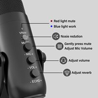 Jmary Nouvel ordinateur portable pour le streaming et le podcasting Micro USB filaire Microphone d'enregistrement de studio à condensation pour une utilisation de bureau