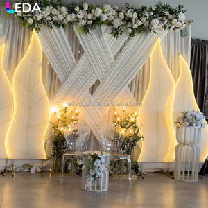 Arche de toile de fond LEDA en métal blanc pour événements de luxe, décoration de fête, toile de fond LED en fer en forme d'algues pour mariage - Product Image 3