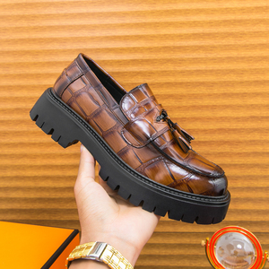 38-46 mocassini da <span class=keywords><strong>uomo</strong></span> Casual <span class=keywords><strong>scarpe</strong></span> da lavoro spesse griglie bianche <span class=keywords><strong>nere</strong></span> Sole <span class=keywords><strong>con</strong></span> plateau Slip in pelle verniciata - Product Image 2