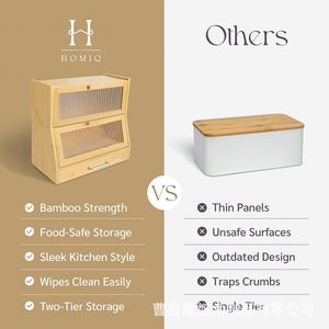 Caja de Pan de Bambú Yaoxu de Doble Capa con Ventana Transparente, Cajón de Almacenamiento a Prueba de Humedad para Encimera o Gabinete de Cocina - Product Image 4