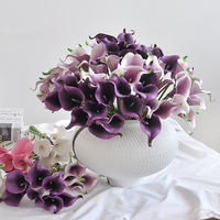 Künstlicher Calla-Lilien-Strauß 7 Stiele Handgebundene EVA Kunstblumen Rosa Lila Hochzeit Heimdekoration