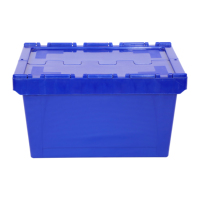 Boîte de rangement empilable robuste en plastique avec couvercle à charnières solides pour déménagement, entrepôt et logistique