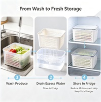 Boîte de conservation transparente en PET sans BPA de 4150 ml avec panier de drainage pour réfrigérateur, organisateur de fruits et légumes