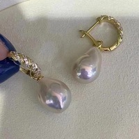 Boucles d'oreilles créoles perle baroque Edison 10-14mm pour femme Plaqué or 18 carats Bijoux élégants blancs