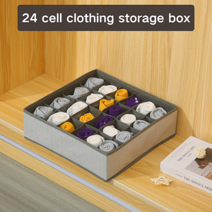 24 Compartment Fabric <strong>Storage</strong> <strong>Box</strong> Collapsible Closet Organizer <strong>Drawer</strong> for Handkerchief Sock Tie Wardrobe Organization - Product Image 2