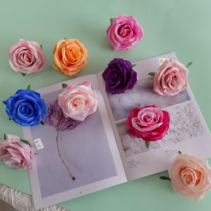 رأس وردة جميلة وعصرية من القماش المطفي بألوان متعددة، مقاس 9 سم، للزينة - Product Image 2