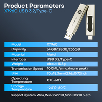 Unidad Flash USB Tipo C de Metal, Nueva USB 3.2 de 128 GB/256 GB, OTG Portátil 2 en 1, Doble Velocidad