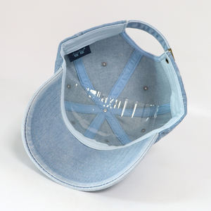 Casquettes de baseball pour femmes, style vintage décontracté, non structurées, 6 panneaux, en denim délavé, visière incurvée, logo brodé personnalisé en forme de W, bon état - Product Image 5