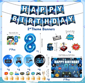 Decoración para Fiesta <span class=keywords><strong>de</strong></span> 10 Años con Temática <span class=keywords><strong>de</strong></span> Videojuegos: Banderines, Pósters, Guirnaldas, Serpentinas, Globos <span class=keywords><strong>de</strong></span> Número, Globos Impresos, Adornos para Pastel - Product Image 6