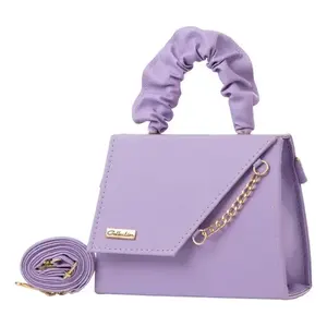 Fana Women's Baia <b>Lilac</b> Crossbody <b>Bag</b> Geometric Pattern PU Leather Chain Decor Single Handle Fashion Daily Use - Product Image 1