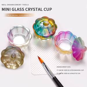Herramienta para Decoración de Uñas, Copa de Cristal Iridiscente en Forma de Pétalo con Tapa para Esmalte de Gel y Acrílicos - Product Image 3