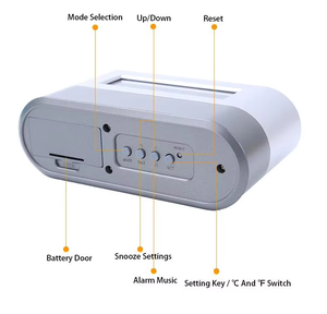 BSCI nhà máy trang trí nội thất bàn bảng đồng hồ kỹ thuật số snooze chủ bút với LED báo động đếm ngược lịch và hiển thị nhiệt độ - Product Image 6