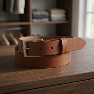 <b>Men's</b> Vintage Style Cow Hide Eco-Friendly Lightweight Heavy Duty High Strength Square Pin Buckle Steel <b>Belt</b> 3.8CM Width 138CM - Product Image 1