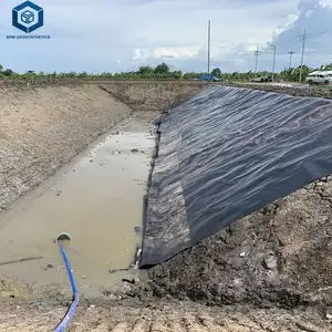 Rollo de polietileno negro reforzado impermeable Geomembrana HDPE Liner Sheet para Proyecto de lagunas de aguas residuales