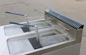 Commercial Kitchen Equipment Stainless Steel Custom Vertical Single Cylinder 2 <b>Basket</b> Timer Gas Deep Fryer Cabinet - Product Image 3