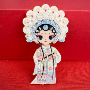 Aimant de réfrigérateur en métal, motif masque d'opéra de Pékin, avec motifs Mu Guiying, Guan <span class=keywords><strong>Yu</strong></span>, Yang Guifei, 7-9 cm, cadeau touristique créatif et culturel - Product Image 4