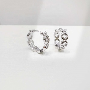 factory price plata 925 sterling <b>silver</b> 14k gold plated unique <b>earring</b> fashion jewelry elegant korean geometric <b>hoop</b> <b>earrings</b> - Product Image 1