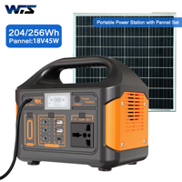 Générateur solaire portable tout-en-un 300W 220V/110V pour le camping, ensemble de panneaux solaires, batterie Lifepo4 256Wh, station d'alimentation d'urgence, LED