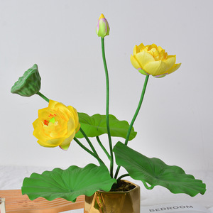 Fleur de lotus artificielle à tige unique, 7 branches, en soie, pour décoration de <span class=keywords><strong>bassin</strong></span>, aquarium, paysage, accessoire de photographie pour l'aménagement de scènes - Product Image 5