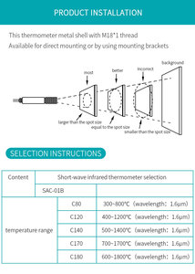 Aice <span class=keywords><strong>Tech</strong></span> ABSD-01B Industrielles Infrarot-Thermometer Temperatursensor mit IP65-Schutzklasse 4-20mA Kommunikation Ohne Display - Product Image 5
