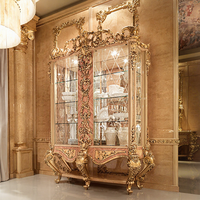 Armoire de rangement de salle à manger en bois massif sculpté de style européen, vitrine et buffet classiques personnalisés