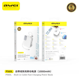 AWEI Power Bank Tudo-em-Um 20000mAh com Saída Tripla, Tela LCD, Carregamento Rápido de 25W e Cabos Integrados - Product Image 3