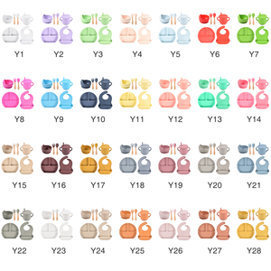 Eversoul-Lot de 6 plats en silicone pour enfants <span class=keywords><strong>et</strong></span> bébés, <span class=keywords><strong>assiette</strong></span> à ventouse, bol, bavoir, cuillère, fourchette, ensemble d'alimentation - Product Image 2