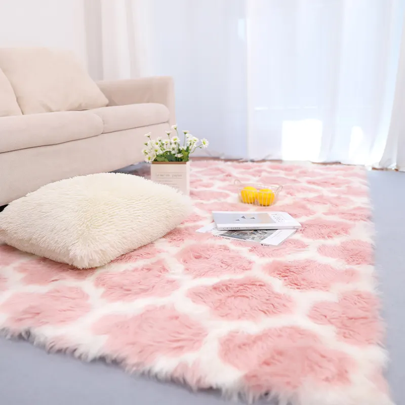 Tapis antidérapant doux soyeux lisse tapis synthétique pour chambre à coucher tapis shaggy tapis personnalisé en peluche tapis en fourrure noire