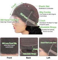 En gros, Perruque Full Lace 360 HD sans colle, transparente, en cheveux humains brésiliens Remy, pré-épilée, avec dentelle française brute, bouclée crépue, noire, longue