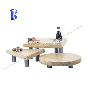Plato para servir aperitivos, plato de madera para <span class=keywords><strong>buffet</strong></span> con asa, exhibición de comida para fiesta de boda, platos redondos de madera para cena de pizarra negra - Product Image 6