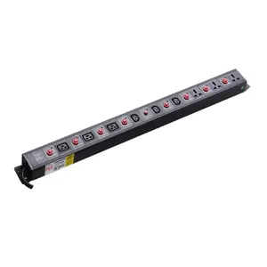 Aangepaste Zwarte 9 Manier Overbelasting Beschermer Iec C13 C19 Aluminium Extensie Pdu