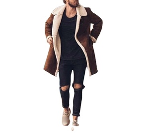 Trench invernale da <span class=keywords><strong>uomo</strong></span> <span class=keywords><strong>in</strong></span> lana taglie forti soffice stile lungo <span class=keywords><strong>con</strong></span> risvolto e soprabito caldo <span class=keywords><strong>in</strong></span> pile - Product Image 3