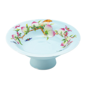 Plato de cerámica retro chino para repostería, plato de frutas con patas altas, redondo, de porcelana, para el hogar, fiestas, sala de estar - Product Image 5