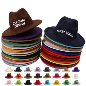 Custom High Quality Wide Brim Panama With Logo Women Wholesale Wool Felt Classic Party Fedora <b>Hats</b> Men - Product Image 1