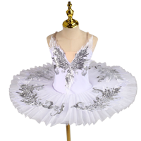 En gros, Tutu de ballet professionnel classique pour enfants, modèle Lago des cygnes blanc, style pancake, robe de danse de ballerine pour fête, pour fille