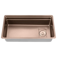 Évier de cuisine rectangulaire moderne de luxe en acier inoxydable à cuve unique, à encastrer sous plan, avec revêtement nano et collecteur de déchets, garantie 5 ans