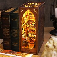 Kit de construction de maison miniature en bois 3D, étagère à livres, décoration d'étagère, serre-livres