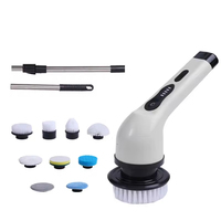Brosse de Nettoyage Électrique Sans Fil Puissante avec Têtes Remplaçables (3/6/9) et Manche Long Réglable, Nettoyeur Rotatif Électrique