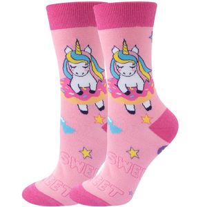Nouvelle Arrivée Chaussettes en Coton Tricoté pour Femmes, Motifs Géométriques Amusants et Mignons, Chaussettes Quotidiennes Colorées pour Filles - Product Image 3
