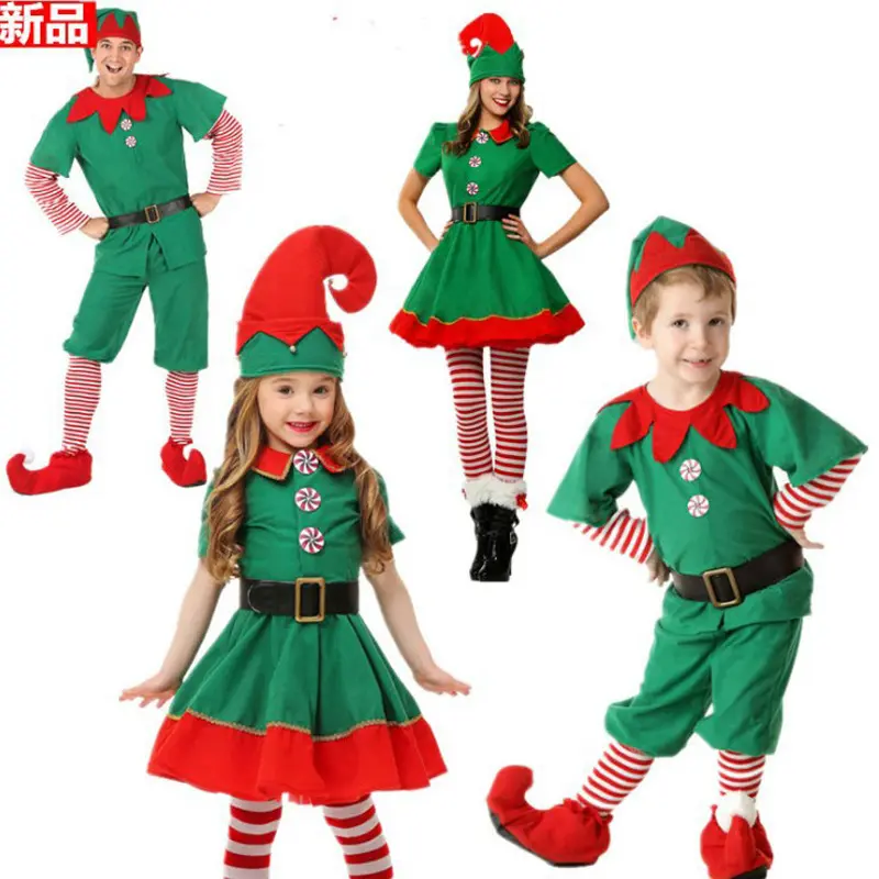 Weihnachts kostüme Kinder fee Kostüm Familie Cosplay Halloween Fee Männer und Frauen grüne Weihnachts kostüme