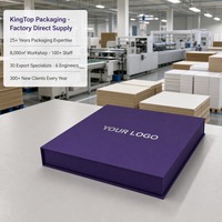 Boîte Cadeau Luxe Violet Royal Personnalisable Impression Personnalisée Pliable Style Livre Fermeture Magnétique Rigide Vente en Gros Direct Usine Emballage Plat
