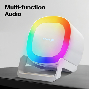 Bán buôn phòng ngủ trắng-tiếng ồn BT loa 5 trong 1 Mini 15 Wát sạc không dây điện thoại di động chủ với RGB LED chiếu sáng - Product Image 6