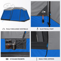Tente de camping familiale instantanée Kawagebo Kamp (KK) pour 9 personnes, installation facile, avec auvent complet
