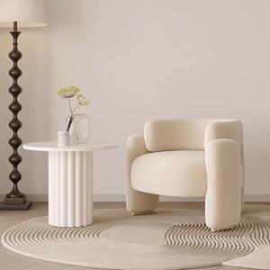 <b>Cream</b> Colored Single <b>Sofa</b> Chair Simple Reception Table And Chair <b>Set</b> For Living Room Trendy Creative Design - Product Image 2