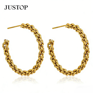 Trendy Hoop <b>Earrings</b> Stainless Steel Gold Plated Hypoallergenic Women's Fashion Jewelry Supplier Statement <b>Earrings</b> - Product Image 3